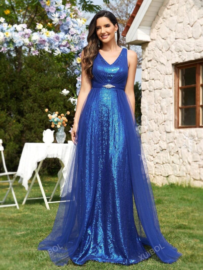 Vestido azul lentejuelas XL